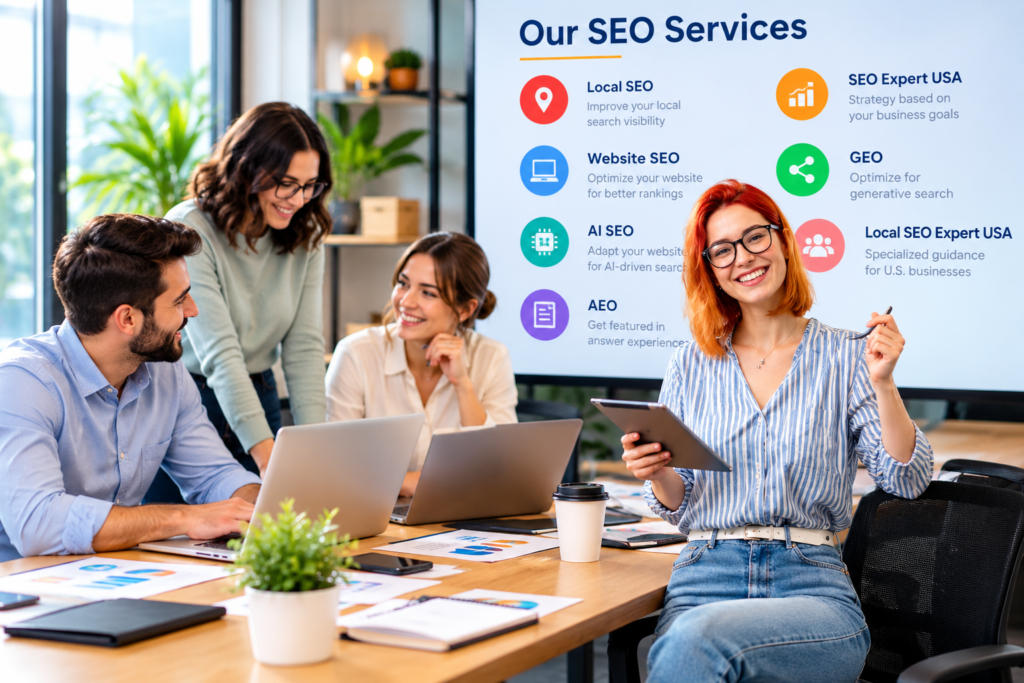 Friendly SEO Team Collaboration Meeting